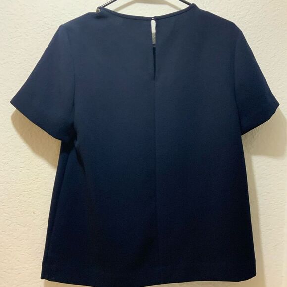 Kate Spade Live Colorfully Blue Top w Embellished Jeweled Neckline size 8 - Picture 5 of 7